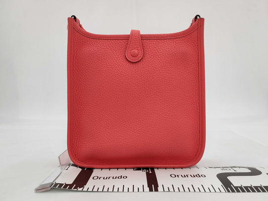 HERMES Evelyn TPM Amazon Rose Texas Taurillon Clemence Leather Shoulder Bag with Silver Hardware and B Stamp