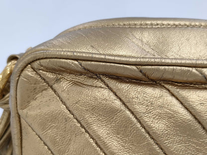 CHANEL Lamb V-Stitch Fringed Shoulder Bag with Seal