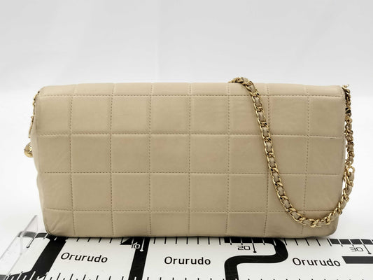 CHANEL Chocolate Bar Icon Charm Rum Chain Shoulder Bag with Sticker Card