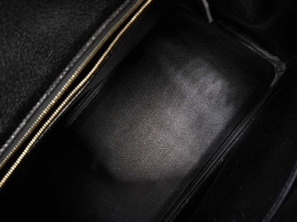 HERMES Birkin 35 □C Calfskin Black Handbag