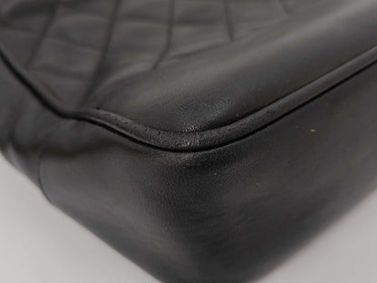 CHANEL Lambskin Matelasse Ball Charm Chain Shoulder Bag Black G Hardware Tote Bag