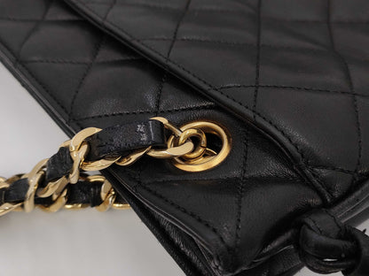 CHANEL Lambskin Matelasse Ball Charm Chain Shoulder Bag Black G Hardware Tote Bag