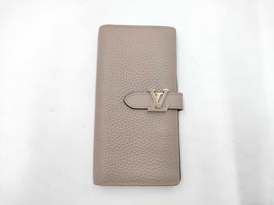 LOUIS VUITTON LOUIS VUITTON Other Line Bags Capucines Vertical Wallet Taurillon Long Wallet Beige x Blue