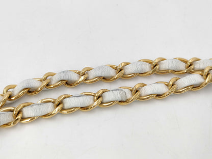 CHANEL Matelasse 25 White Double Flap Chain Shoulder Bag
