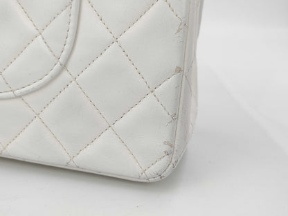 CHANEL Matelasse 25 White Double Flap Chain Shoulder Bag