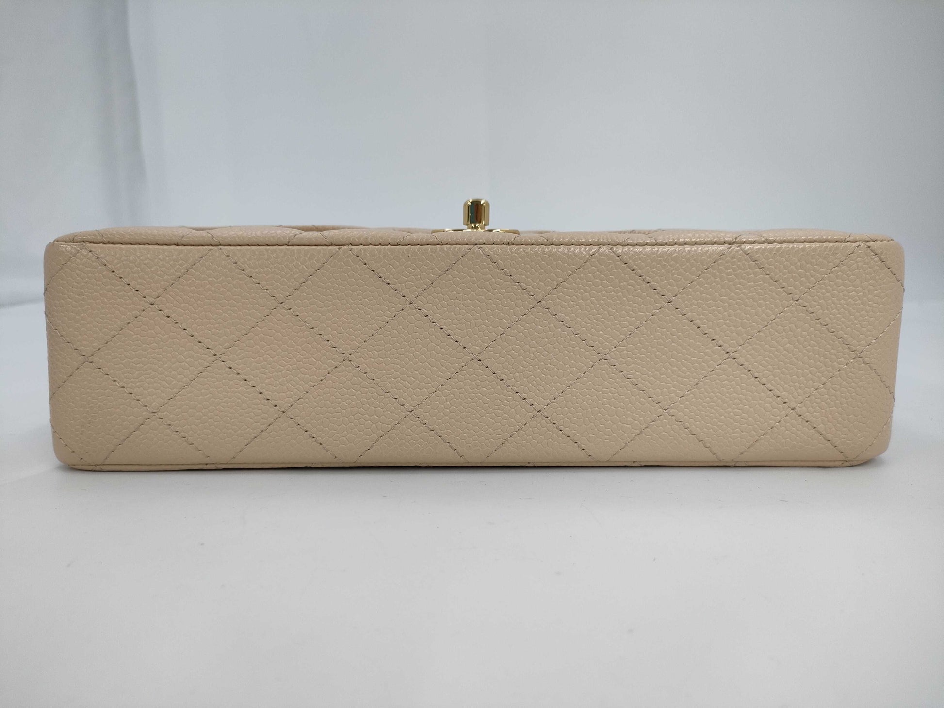 CHANEL Shoulder Bag with Double Flap, Caviar Skin, Beige