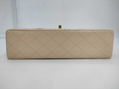 CHANEL Shoulder Bag with Double Flap, Caviar Skin, Beige