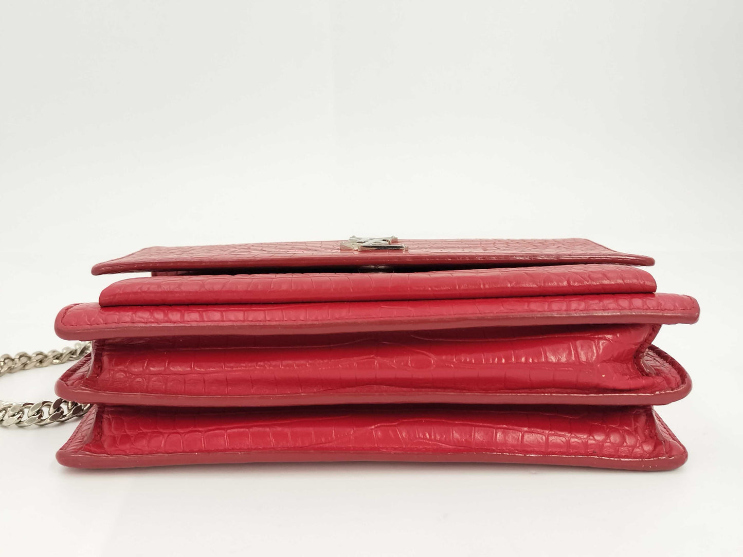 SAINT LAURENT Sunset Crocodile Shoulder Bag