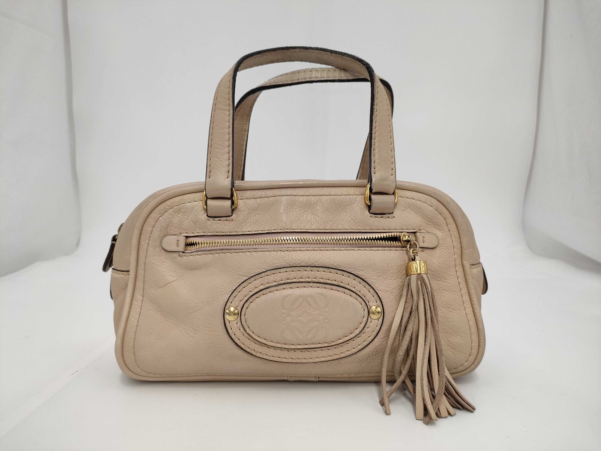LOEWE Anagram Leather Beige Handbag