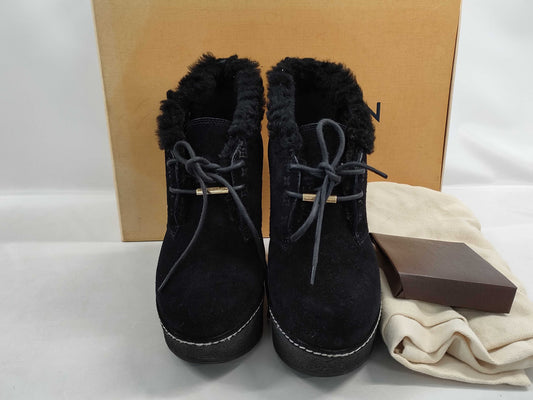 LOUIS VUITTON Monogram Short Boots in Black Suede MA0156 Size 36 Other Shoes