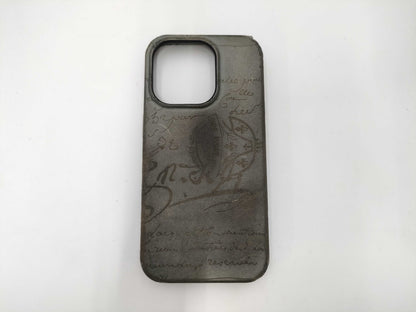 Berluti Calligraphy Smartphone Case, Leather, Gray, Other Accessories