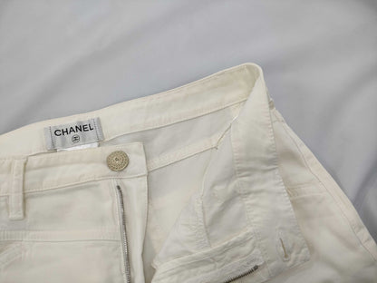 CHANEL Pants, Cotton, White