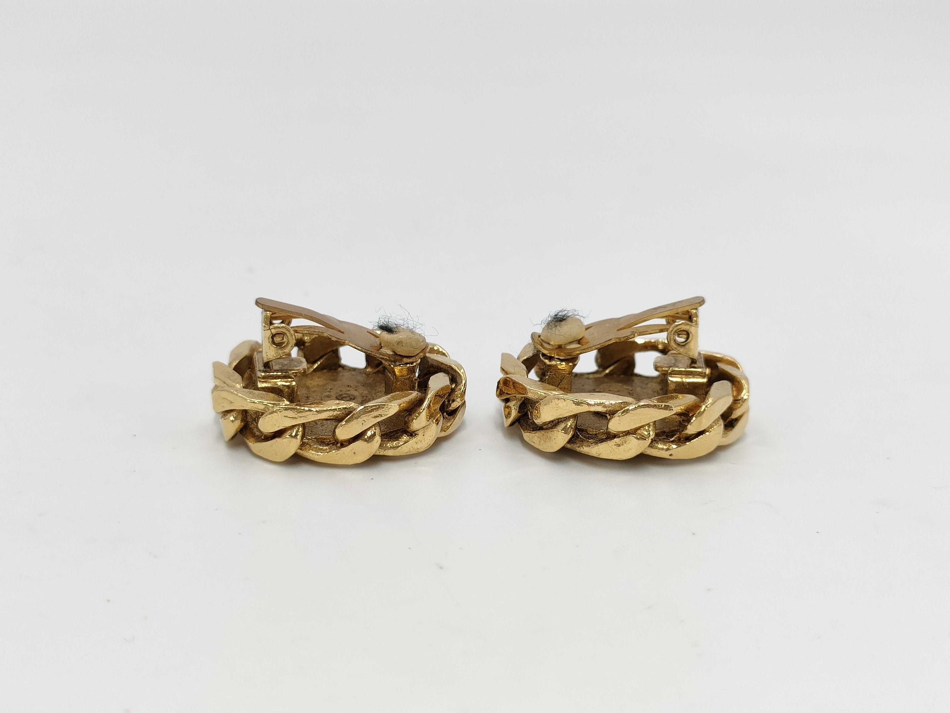 CHANEL Coco Mark Rhinestone Gold Yg Earrings