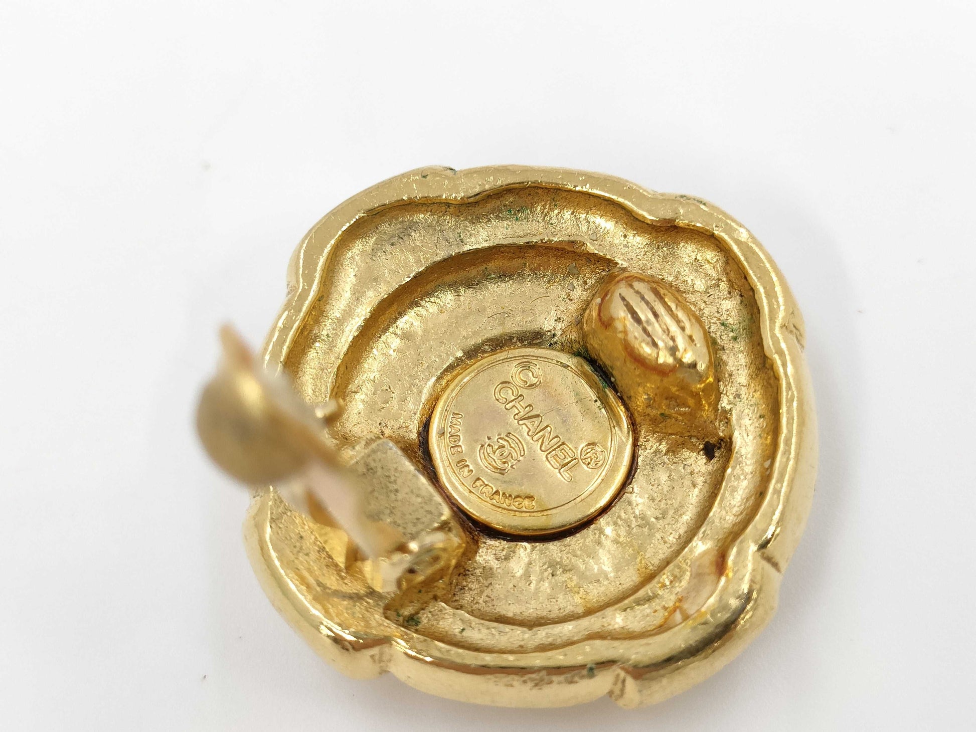 CHANEL Coco Mark Round Gold Yg Earrings