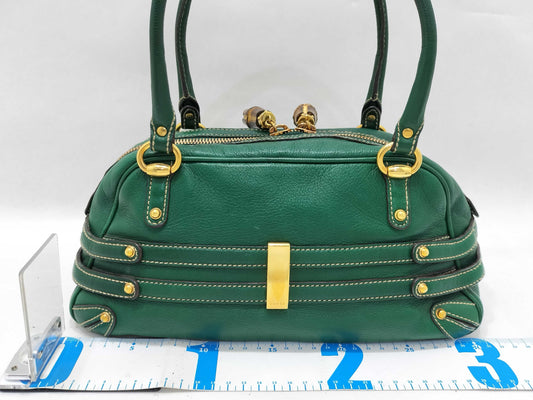 GUCCI Bamboo Horsebit Bamboo Leather Mini Boston Bag Handbag