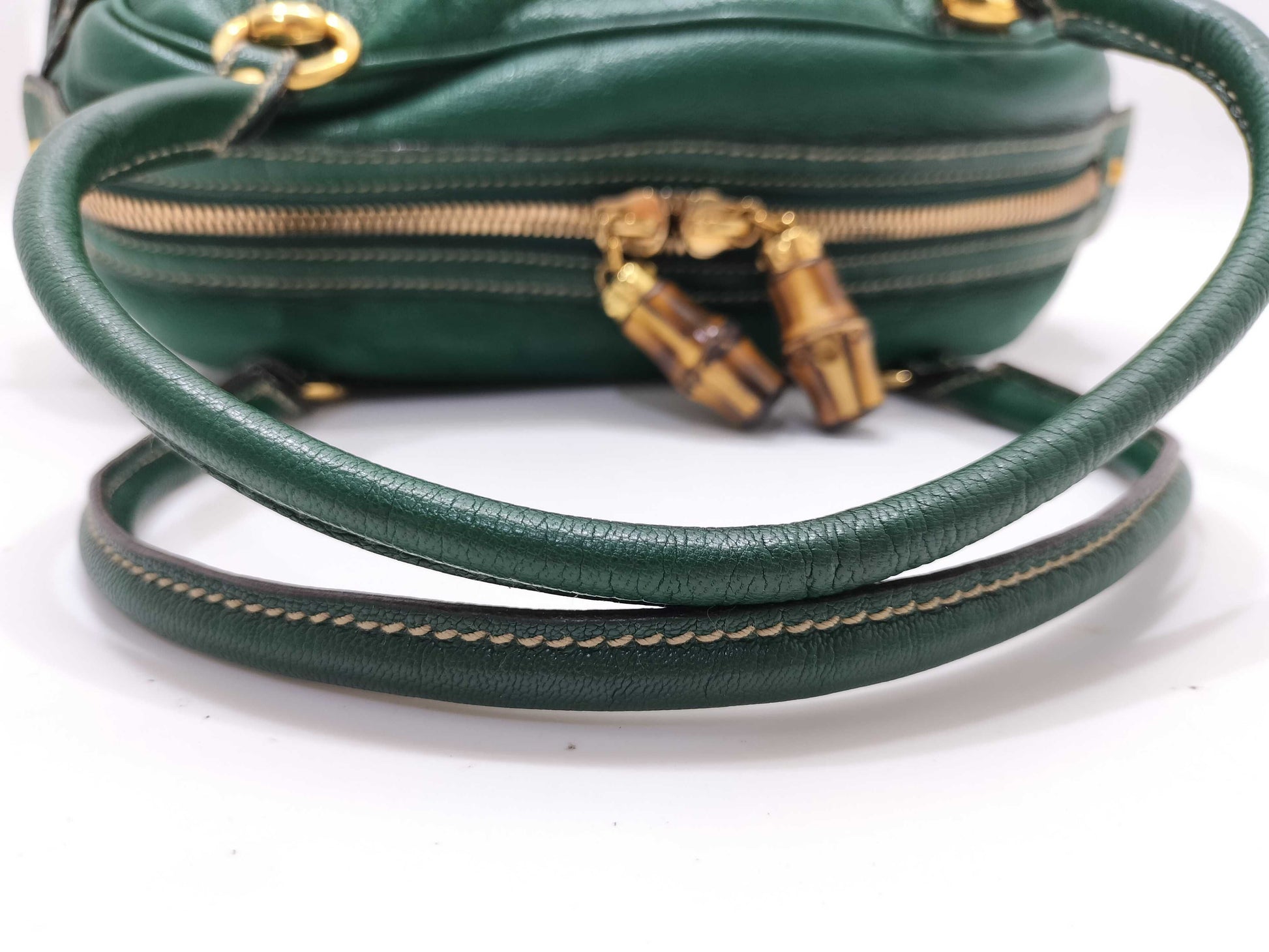 GUCCI Bamboo Horsebit Bamboo Leather Mini Boston Bag Handbag