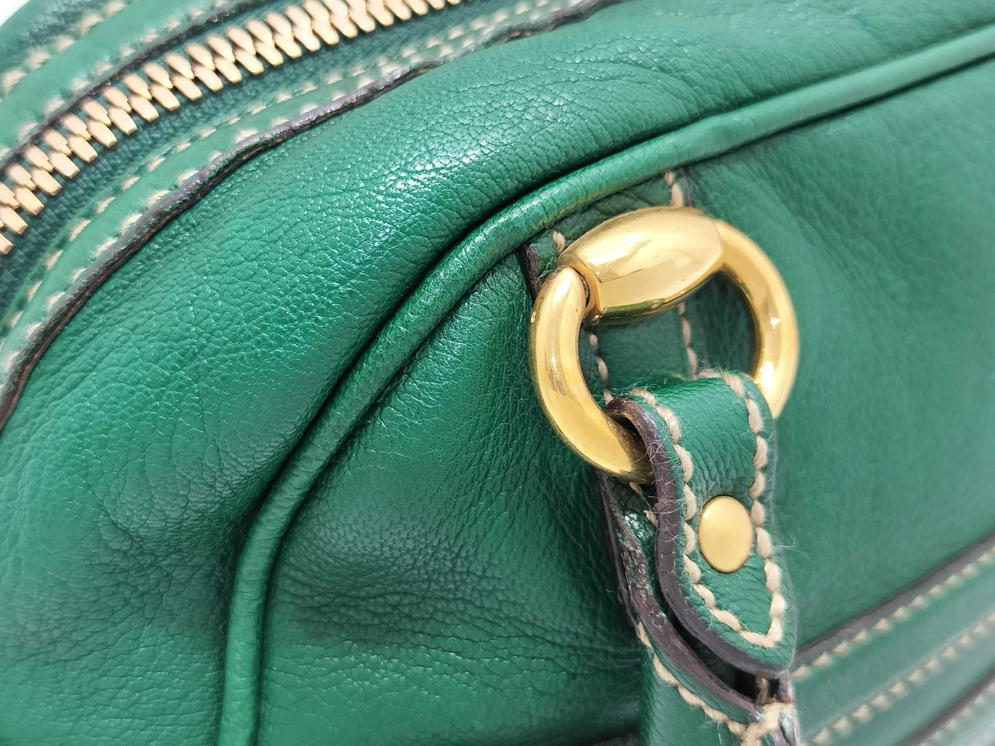 GUCCI Bamboo Horsebit Bamboo Leather Mini Boston Bag Handbag