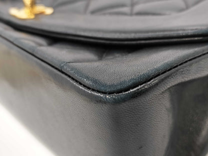 CHANEL Diana Matelasse Chain Shoulder Bag in Black with Turnlock closure