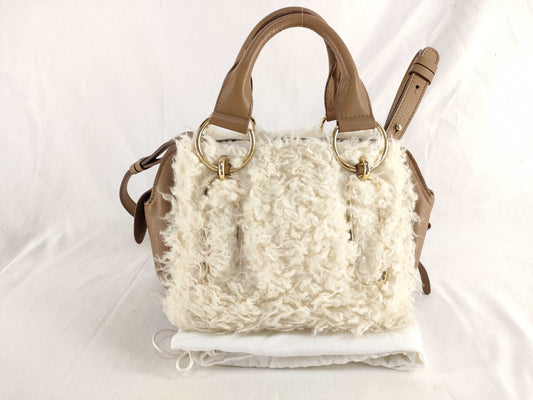 SEE BY CHLOE 2-WAY Handbag with Long Strap, Brown Fur