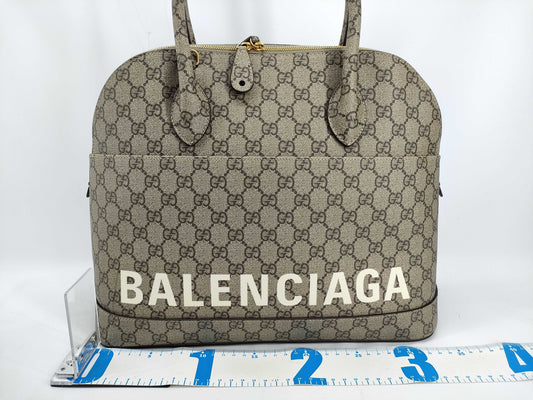GUCCI GG Supreme Gucci & Balenciaga Hacker Ville Small Bag Beige Shoulder/Handbag Handbag
