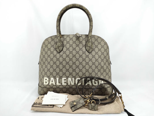 GUCCI GG Supreme Gucci & Balenciaga Hacker Ville Small Bag Beige Shoulder/Handbag Handbag