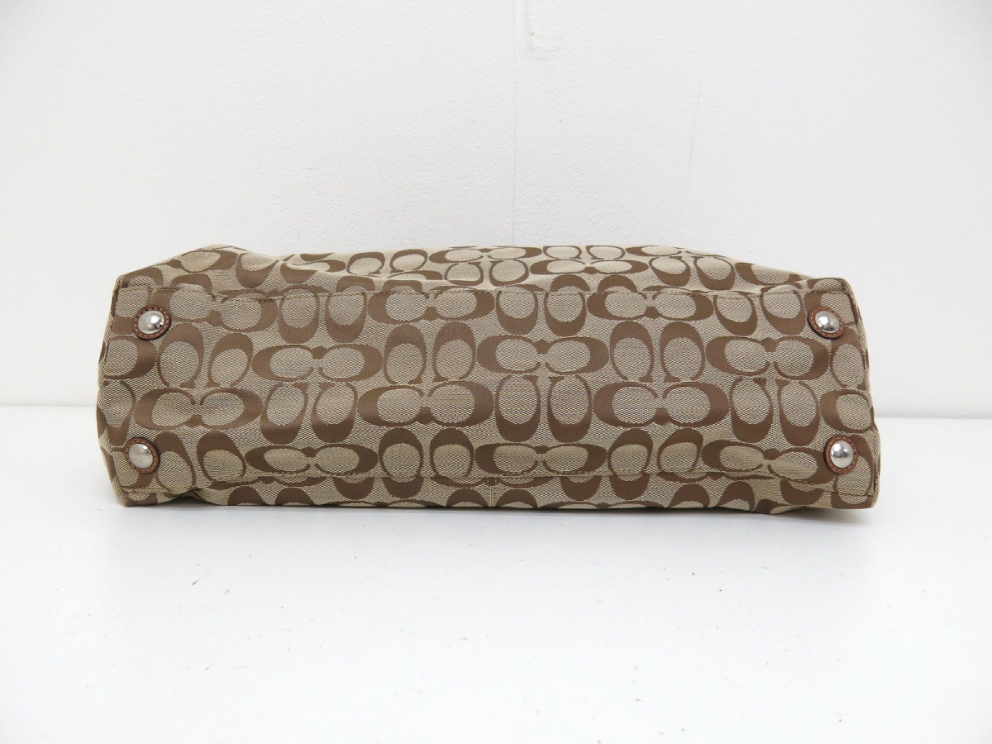 COACH COACH Signature Canvas and Leather Tote Handbag Brown