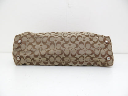 COACH COACH Signature Canvas and Leather Tote Handbag Brown