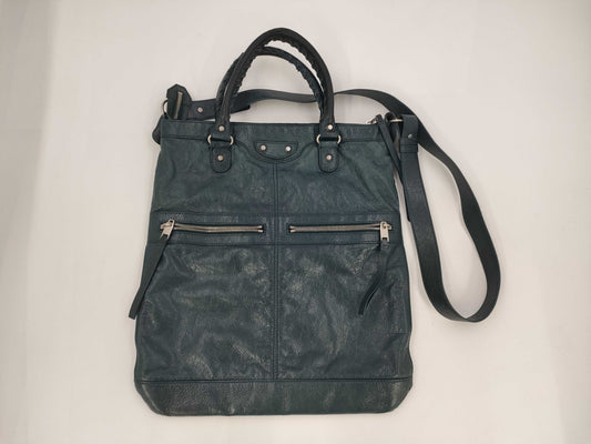 BALENCIAGA BALENCIAGA Tote Bag Handbag with Shoulder Strap Navy Leather 340679 Bag