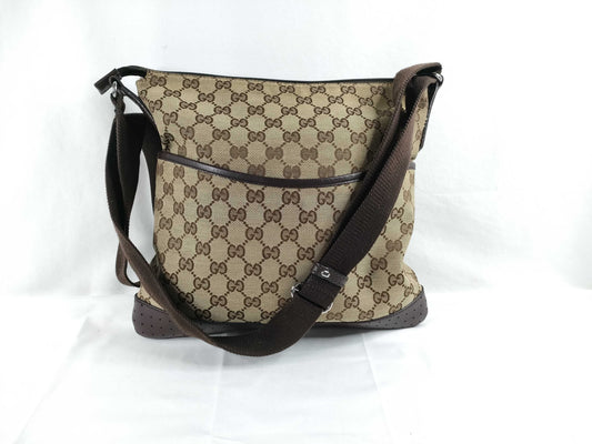 GUCCI GG Canvas Shoulder Bag, Brown/Beige, 145857, W30cm, Shoulder Bag