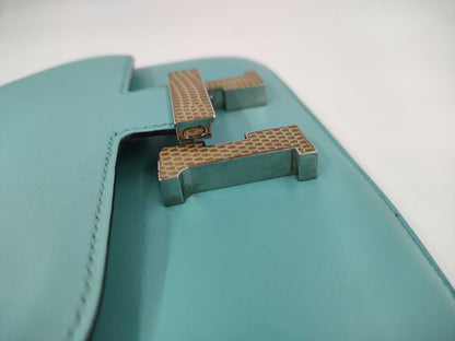 HERMES Constance 3 Mini 18 Lizard Blue Atoll T Shoulder Bag