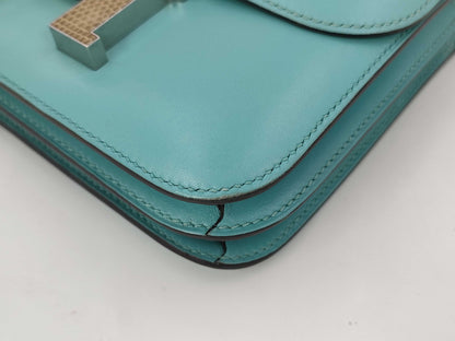HERMES Constance 3 Mini 18 Lizard Blue Atoll T Shoulder Bag
