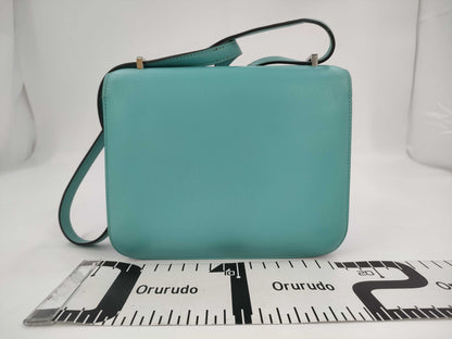 HERMES Constance 3 Mini 18 Lizard Blue Atoll T Shoulder Bag