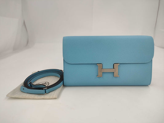 HERMES Constance TOGO W Stamp Celeste Shoulder Bag