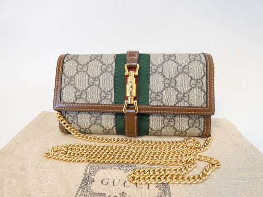 GUCCI Jackie GG Supreme Sherry Continental Wallet Chain Shoulder Bag