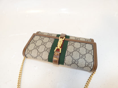 GUCCI Jackie GG Supreme Sherry Continental Wallet Chain Shoulder Bag