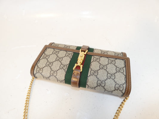 GUCCI Jackie GG Supreme Sherry Continental Wallet Chain Shoulder Bag