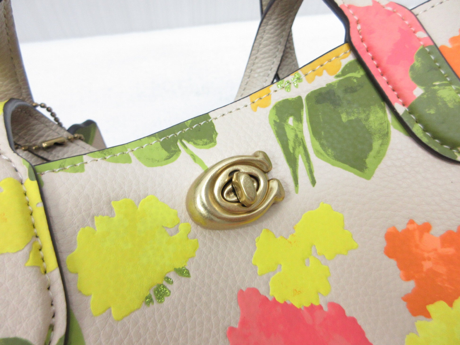 COACH E2261-CC389 Willow Tote 24, Floral Print Leather, 2-Way Shoulder Bag, Approx. W24 x H20cm