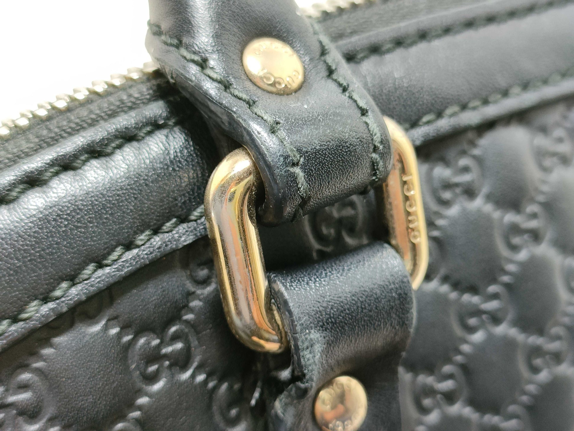 GUCCI Microssima 2-way shoulder bag tote bag with leather logo