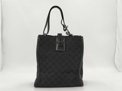 GUCCI GG Pattern Handbag Black Canvas Tote Bag
