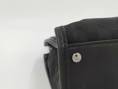 GUCCI GG Pattern Handbag Black Canvas Tote Bag