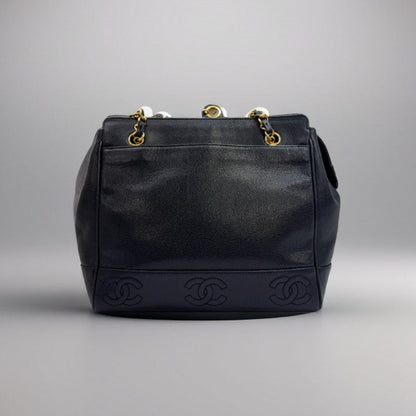 CHANEL Triple Coco Caviar Chain Shoulder Bag