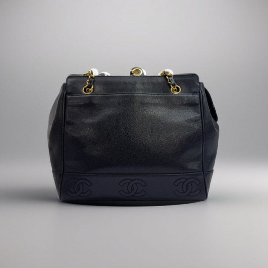 CHANEL Triple Coco Caviar Chain Shoulder Bag