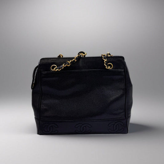 CHANEL Triple Coco Caviar Chain Shoulder Bag