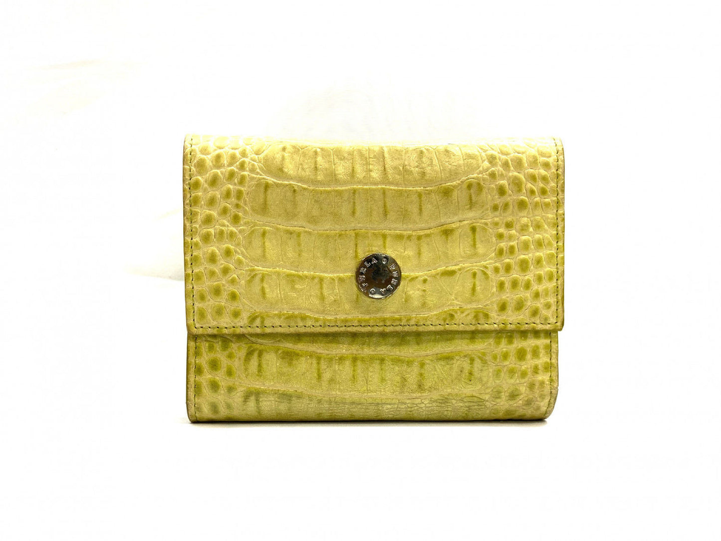 FURLA Crocodile Skin Yellow-Green Wallet