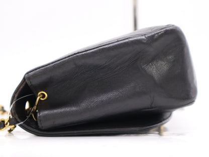 CHANEL Diana 24 Lambskin Matelasse Shoulder Bag with Small Flap, Small Chain, Gold Hardware, Black Seal, 2523221