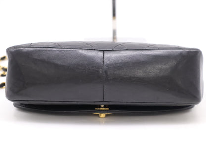 CHANEL Diana 24 Lambskin Matelasse Shoulder Bag with Small Flap, Small Chain, Gold Hardware, Black Seal, 2523221