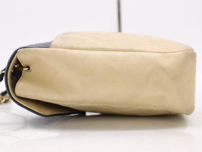 CHANEL Matelasse 22 S Flap S Chain Turn Lock GD Hardware Beige Lambskin Seal Shoulder Bag 0696009
