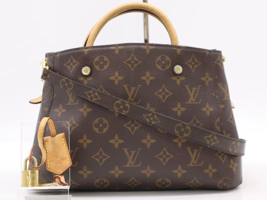 LOUIS VUITTON M41055 Monogram Montaigne BB Handbag with Padlock, 2 Keys, Cloche, and Shoulder Strap