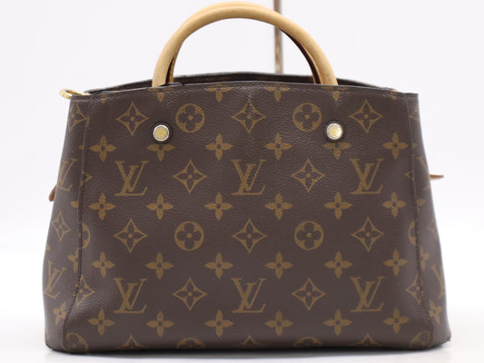 LOUIS VUITTON M41055 Monogram Montaigne BB Handbag with Padlock, 2 Keys, Cloche, and Shoulder Strap