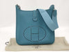 HERMES Evelyn GM Shoulder Bag, K Stamp, 2007, Taurillon Leather, Silver Hardware, Blue, Strap and Dust Bag Included